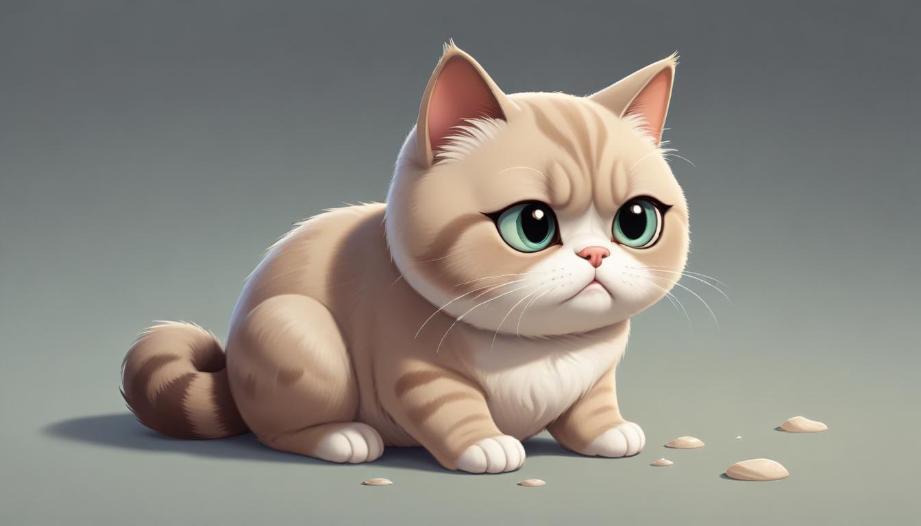 Cute cartoon cat with big eyes and fluffy fur Cute cartoon cat with big eyes and fluffy fur