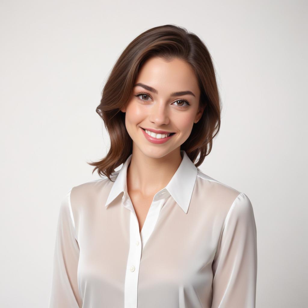 Smiling woman in white shirt with natural background Smiling woman in white shirt with natural background