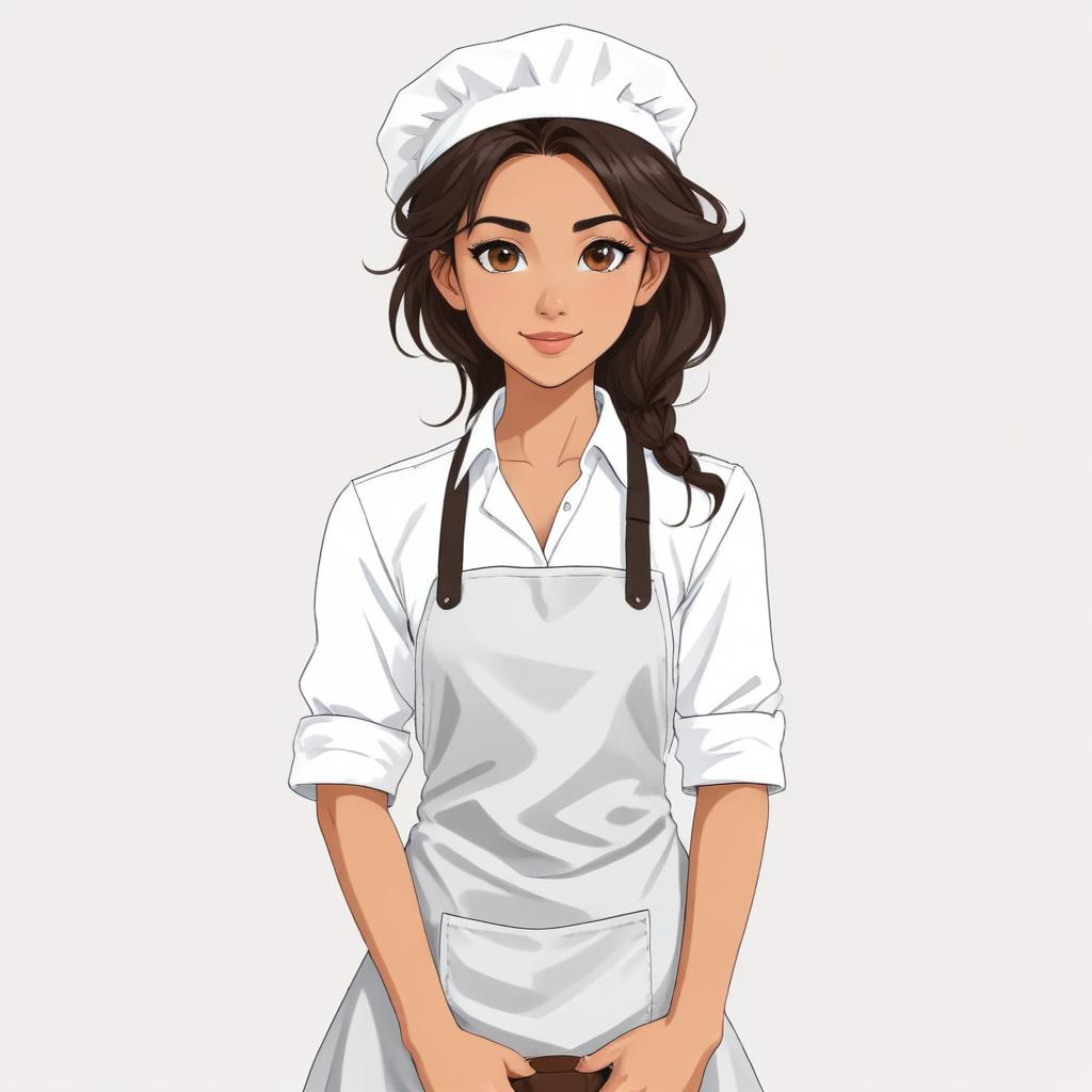 Young chef in a white apron and chef hat ready to cook Young chef in a white apron and chef hat ready to cook
