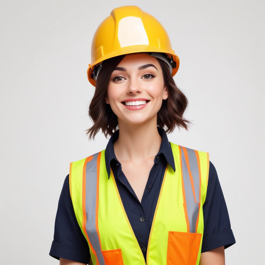 Construction worker smiling in safety gear Construction worker smiling in safety gear