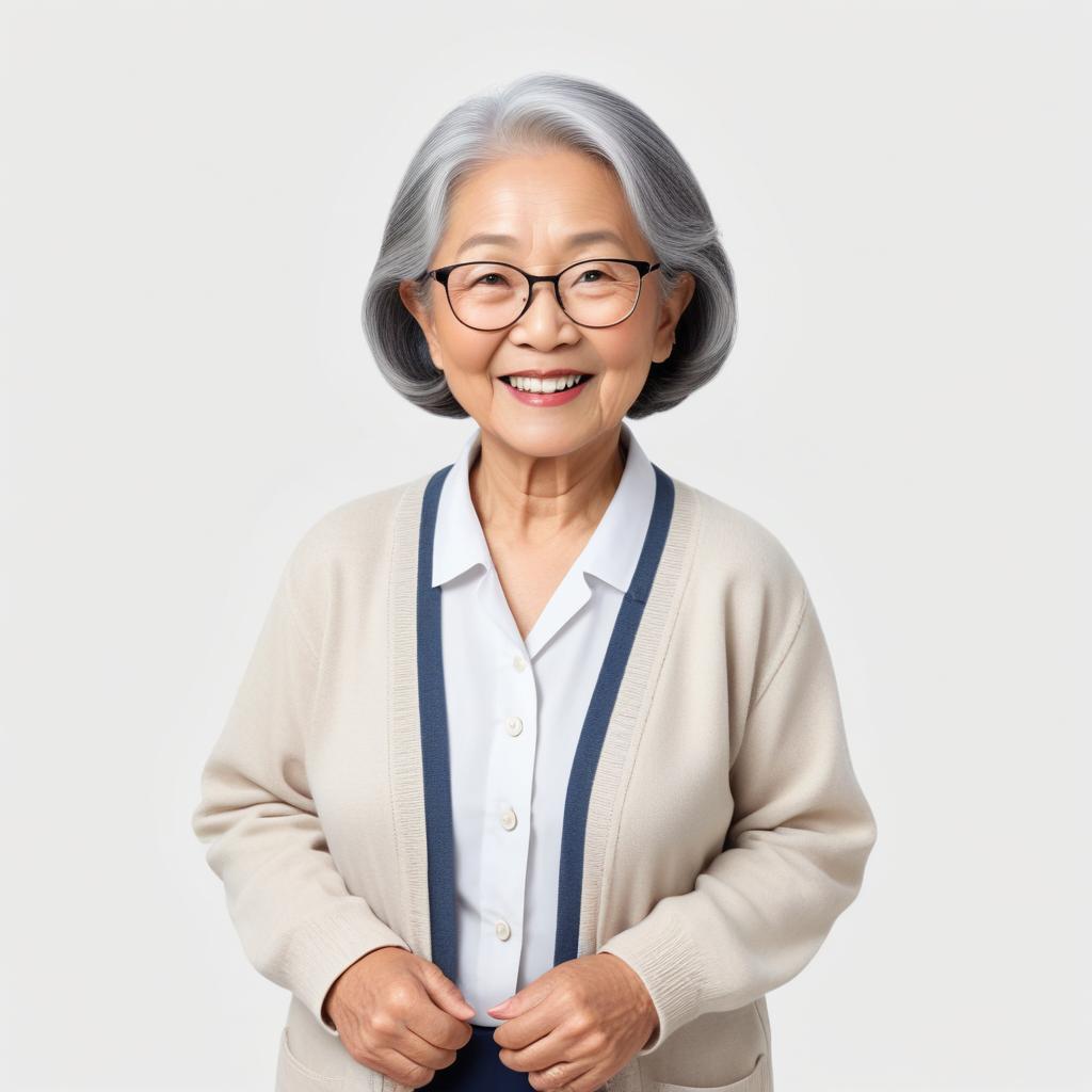 Smiling elderly woman with gray hair in casual wear Smiling elderly woman with gray hair in casual wear