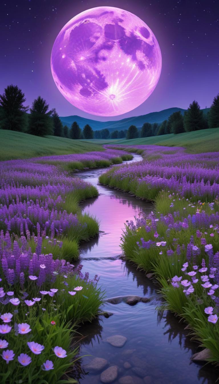 Lavender fields under a bright moon Lavender fields under a bright moon