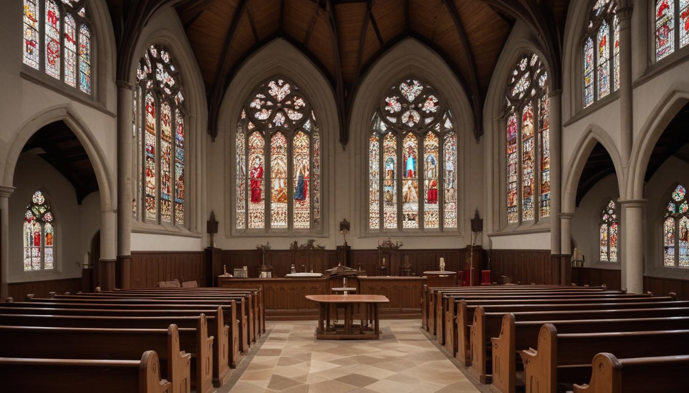Beautiful stained glass in a church Beautiful stained glass in a church