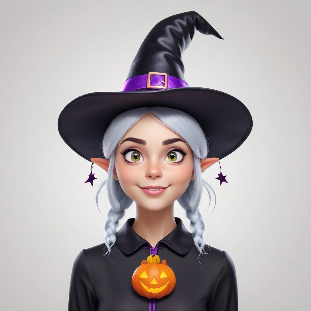 Cute witch character with pumpkin Cute witch character with pumpkin