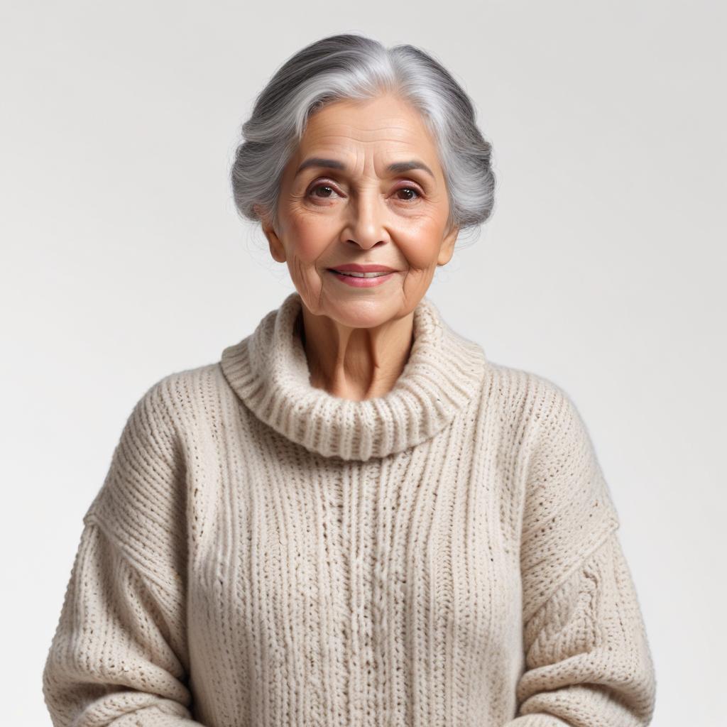 Elderly woman in cozy sweater Elderly woman in cozy sweater