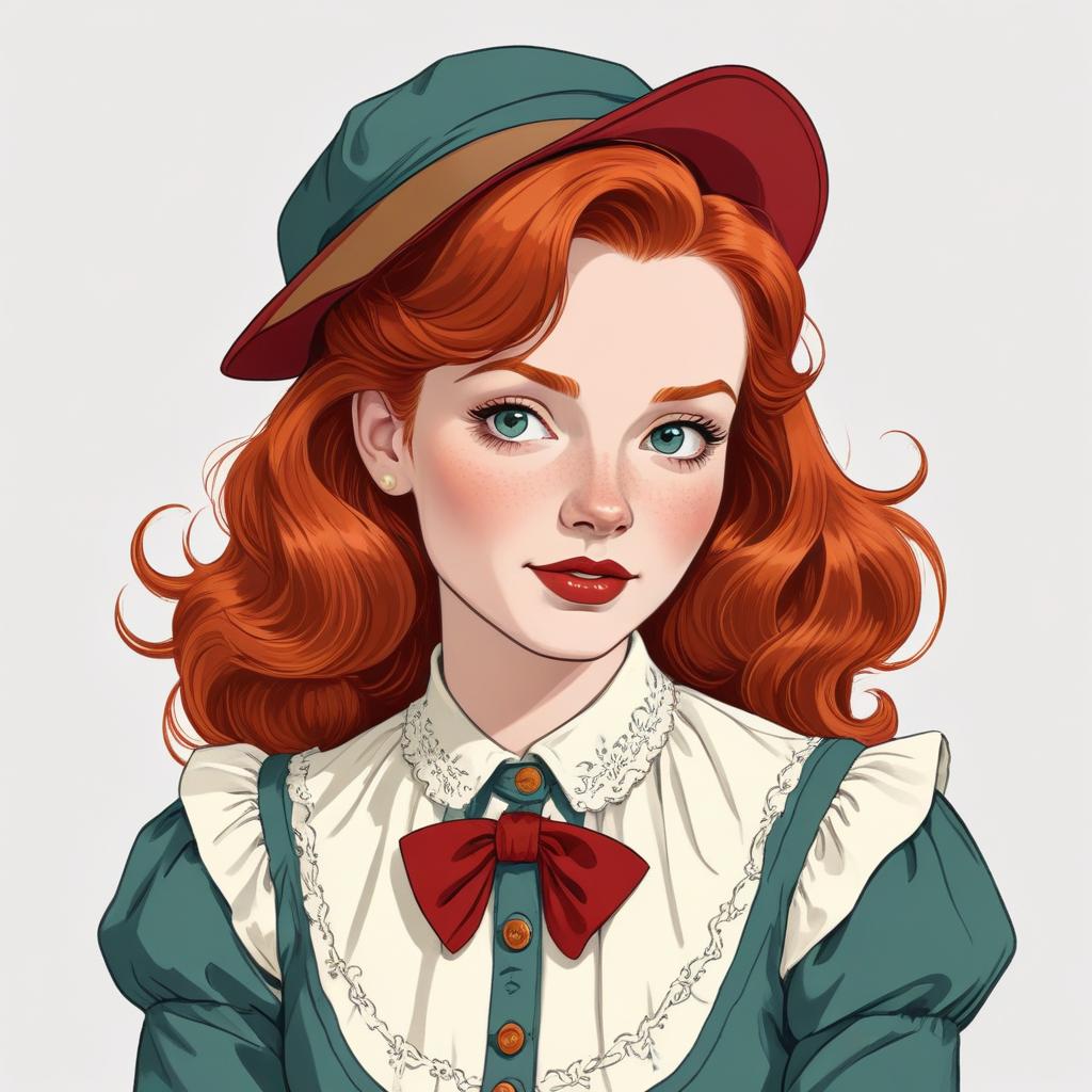 Vintage girl with red hair Vintage girl with red hair