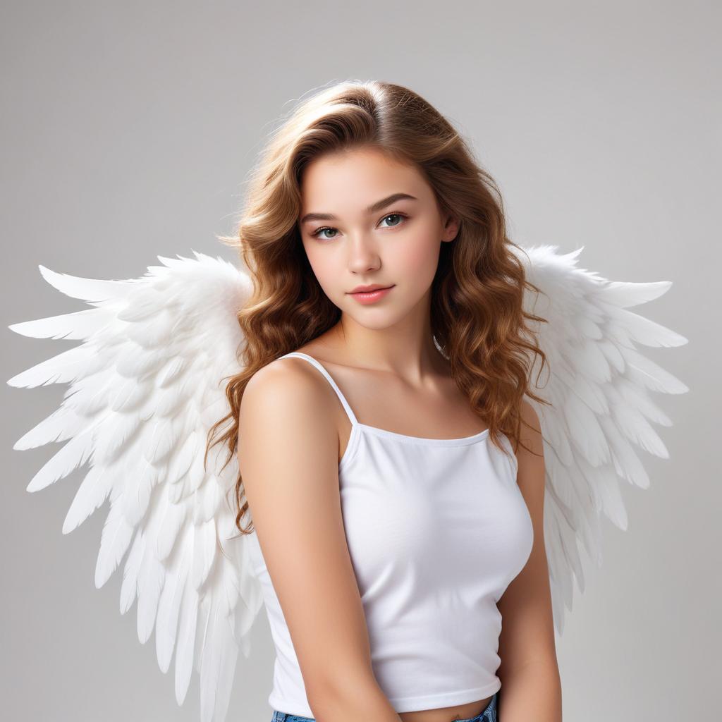 Girl with angel wings in studio Girl with angel wings in studio