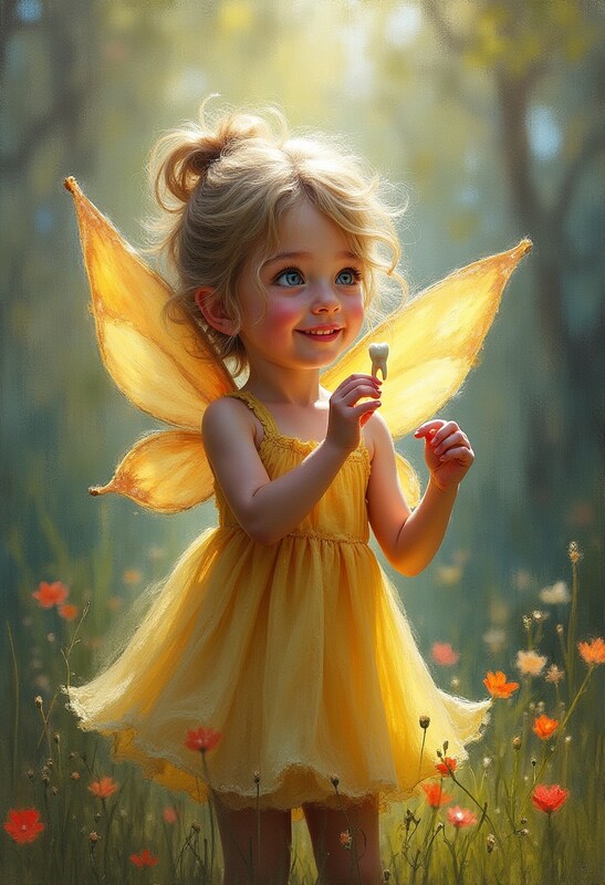 Little fairy in sunny forest Little fairy in sunny forest