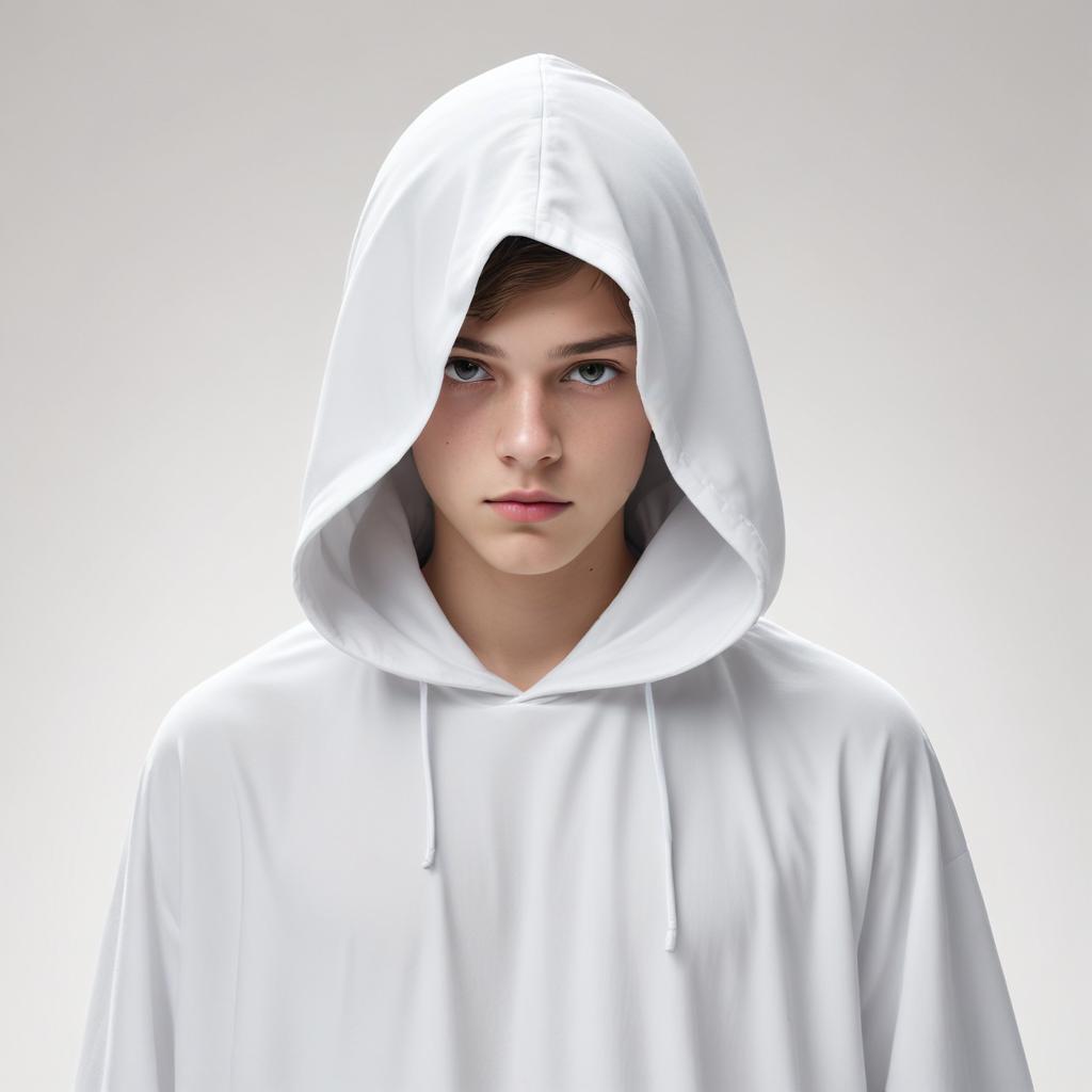 Young person in white hoodie Young person in white hoodie
