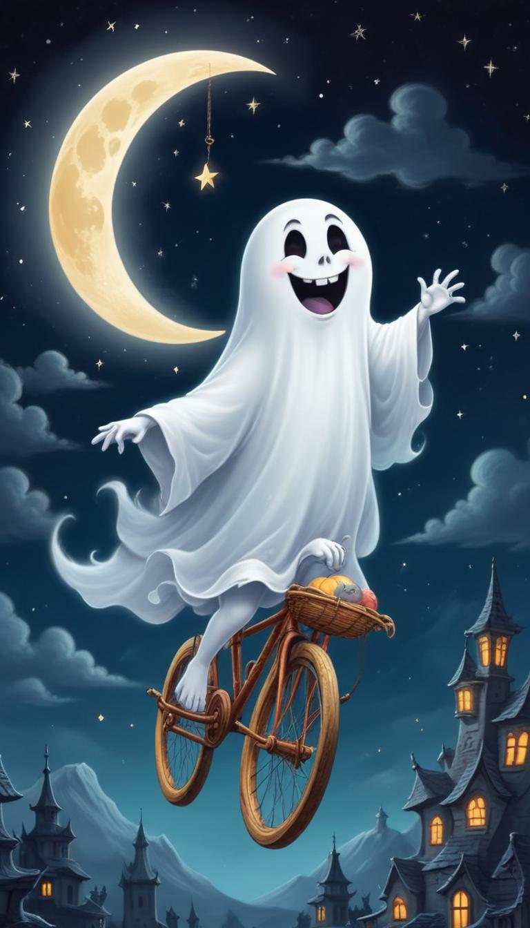 Ghost riding a bicycle at night Ghost riding a bicycle at night