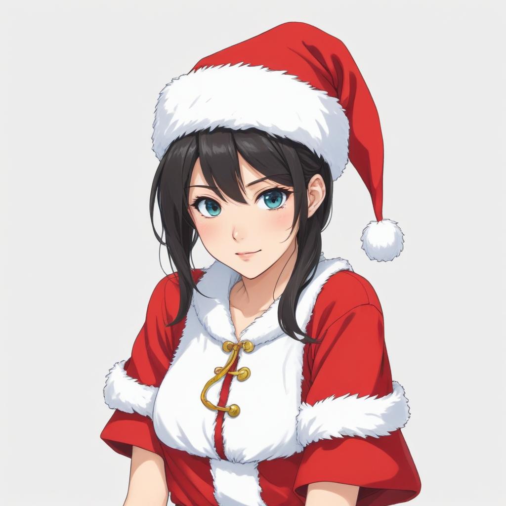 Cheerful girl in santa outfit Cheerful girl in santa outfit