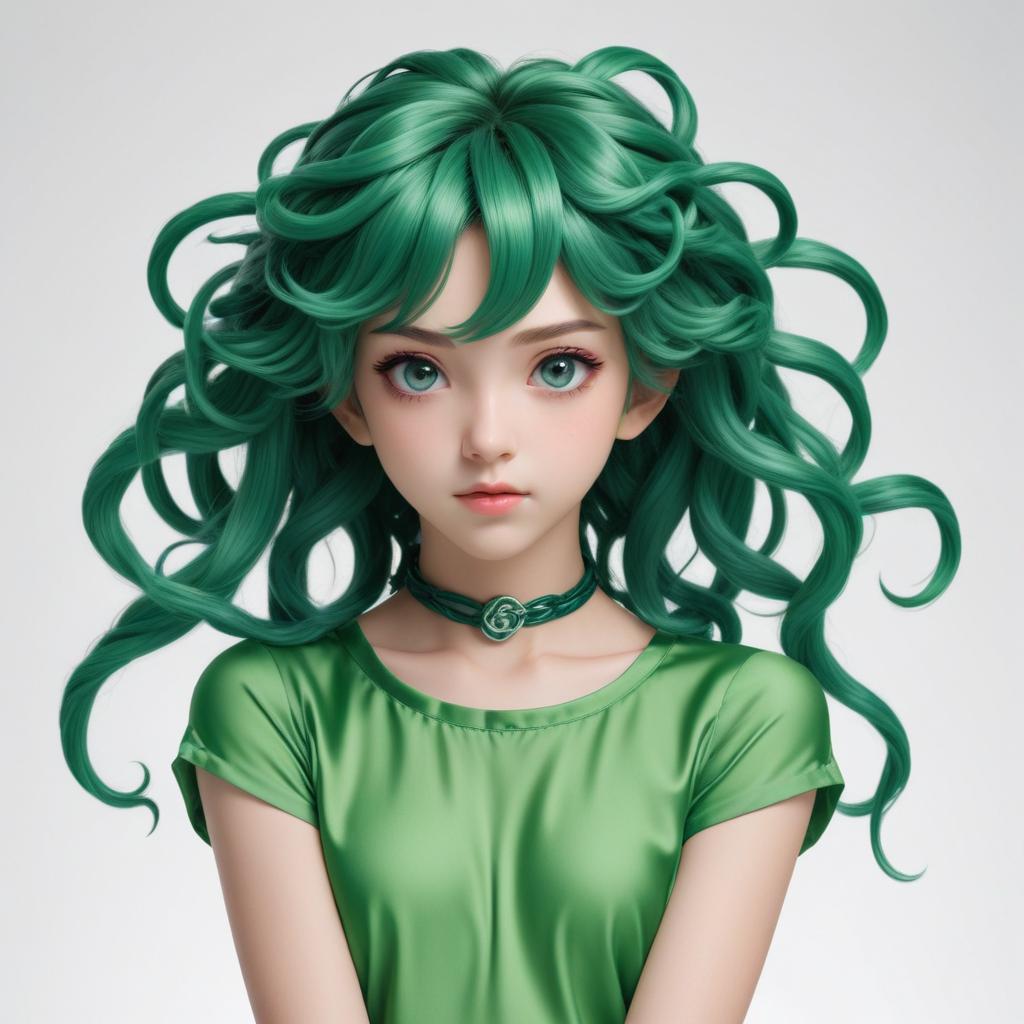 Girl with green curly hair Girl with green curly hair