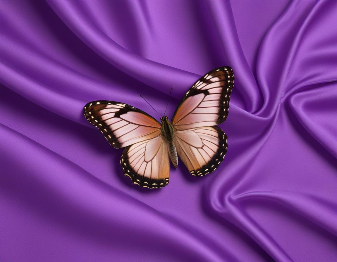 Butterfly on purple silk fabric Butterfly on purple silk fabric