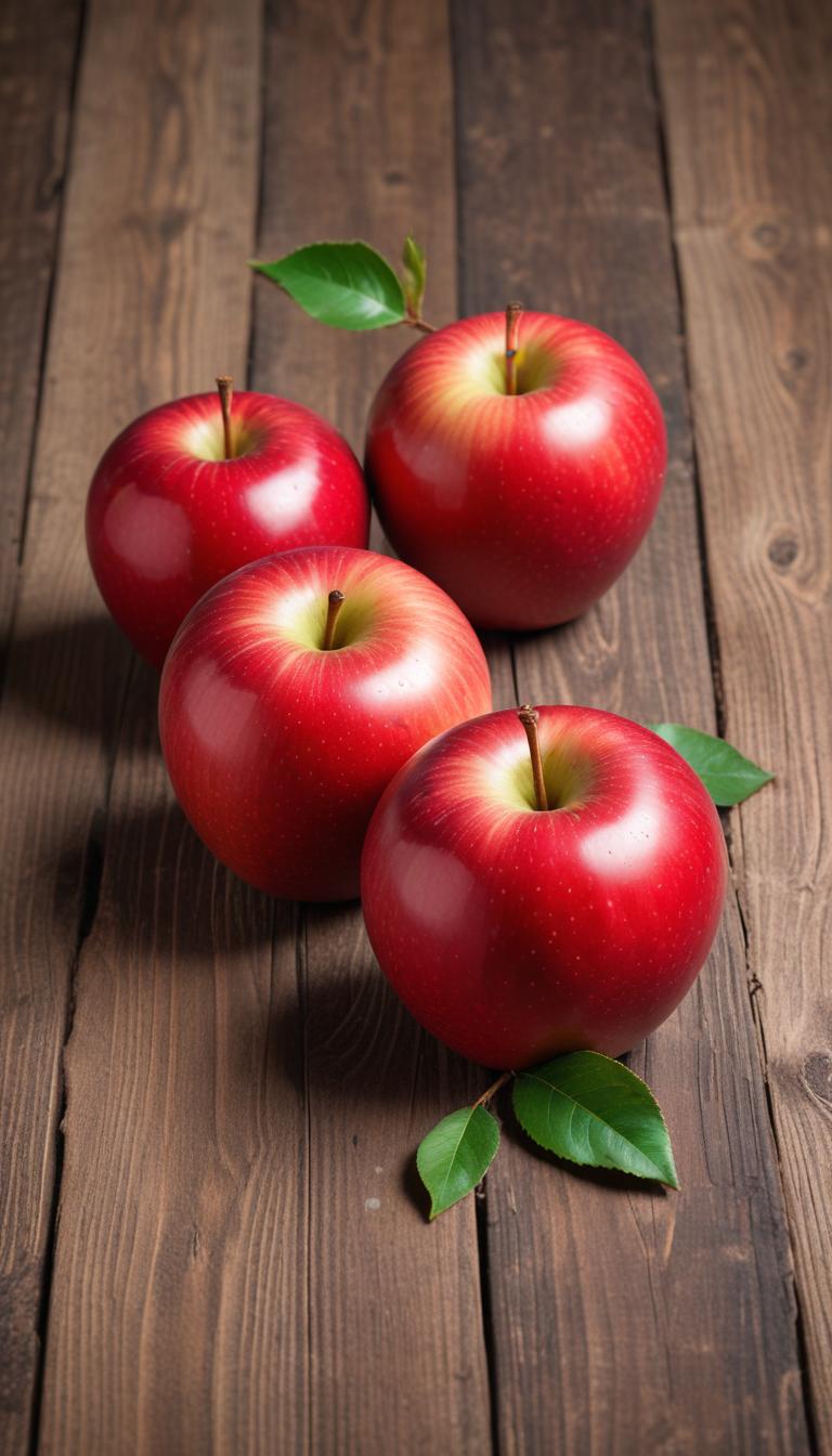 Fresh red apples on wooden table Fresh red apples on wooden table