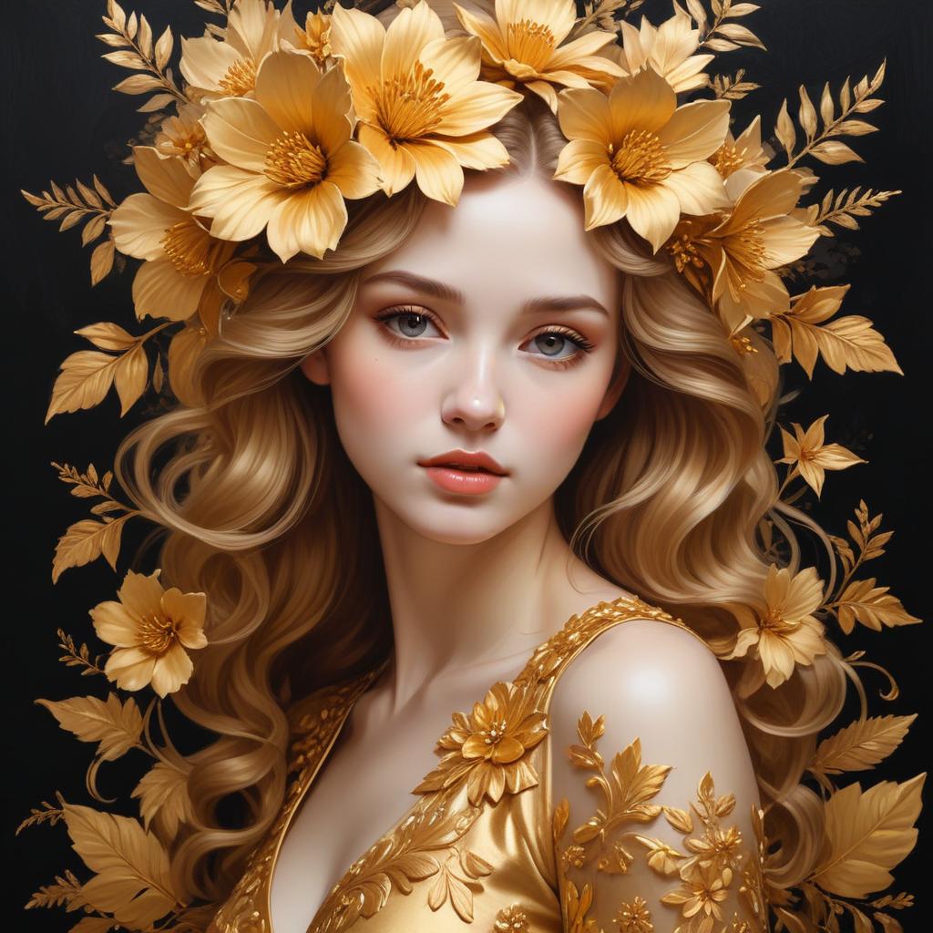 Floral crown with golden accents Floral crown with golden accents