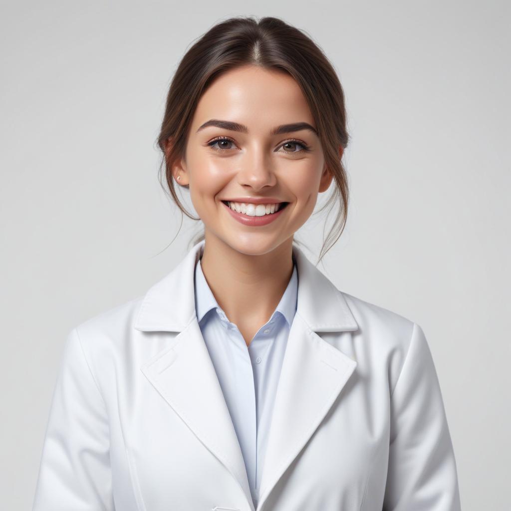 Smiling woman in lab coat Smiling woman in lab coat