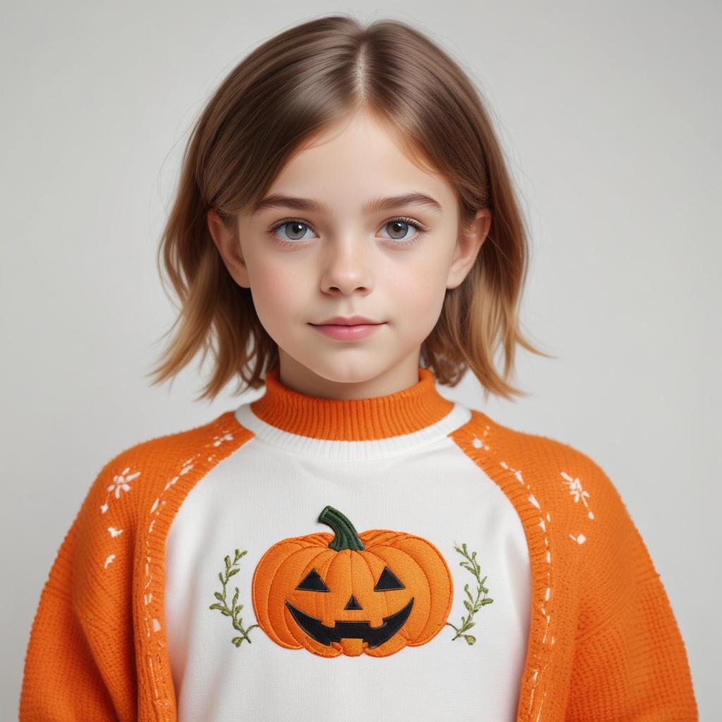 Cute girl with pumpkin design Cute girl with pumpkin design