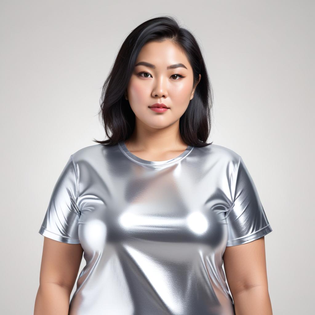 Modern fashion in reflective silver top Modern fashion in reflective silver top