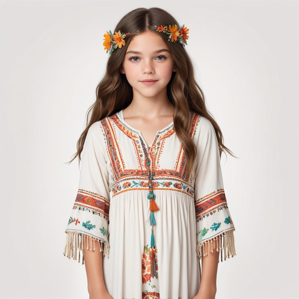 Girl in a flowy dress with flowers Girl in a flowy dress with flowers