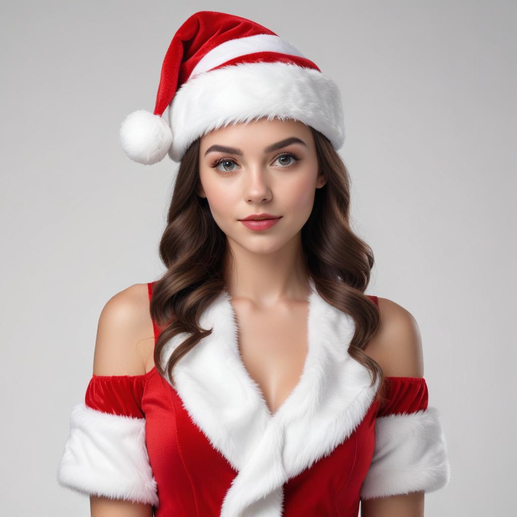 Festive woman in santa hat and outfit Festive woman in santa hat and outfit