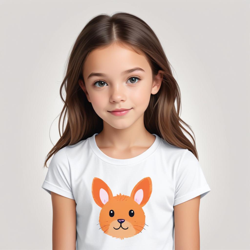 Girl in bunny shirt smiles brightly Girl in bunny shirt smiles brightly