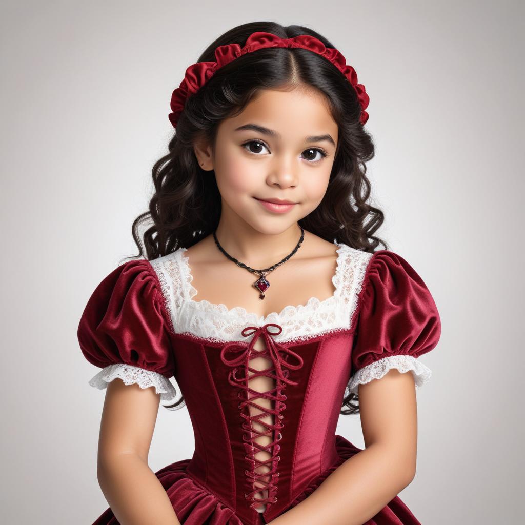 Young girl in burgundy costume Young girl in burgundy costume