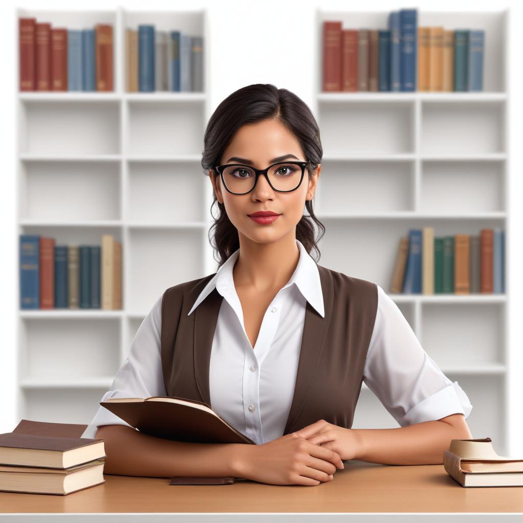 Professional woman at a library desk Professional woman at a library desk