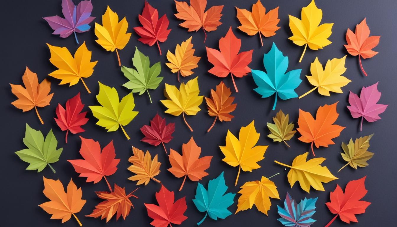 Colorful paper leaves arrangement Colorful paper leaves arrangement