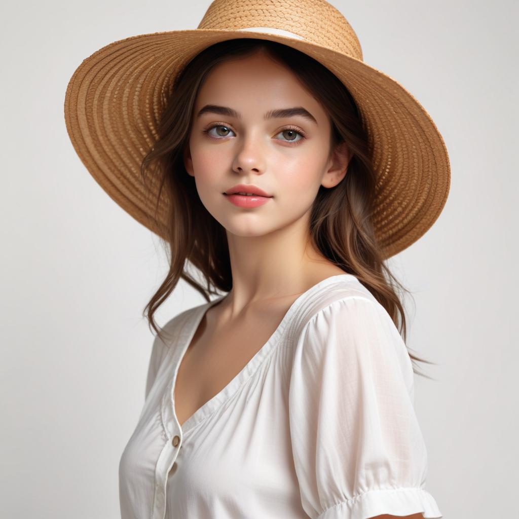 Portrait of a girl in a sun hat Portrait of a girl in a sun hat