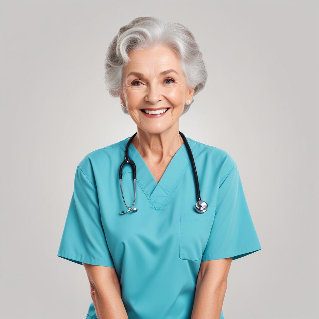 Caring female nurse smiles warmly Caring female nurse smiles warmly