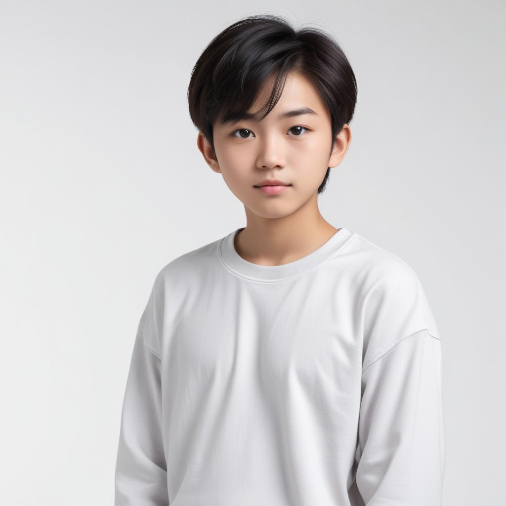 Young boy in plain white shirt Young boy in plain white shirt