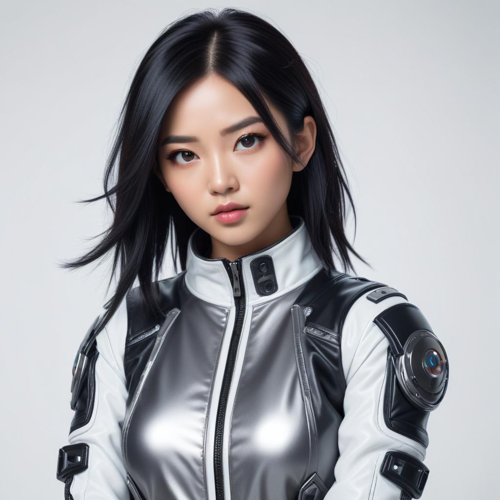 Futuristic woman in sleek outfit Futuristic woman in sleek outfit