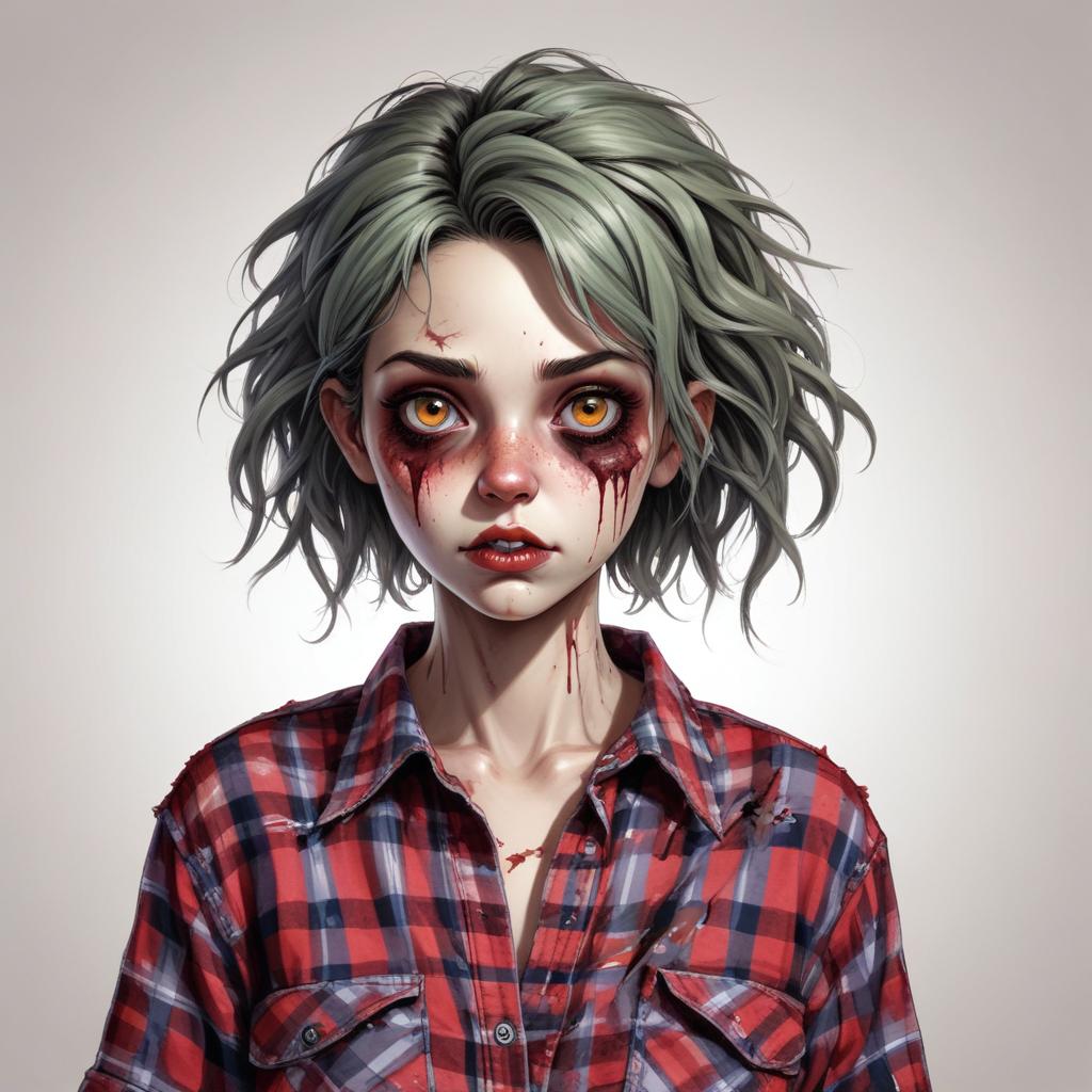 Girl with zombie makeup in red flannel Girl with zombie makeup in red flannel