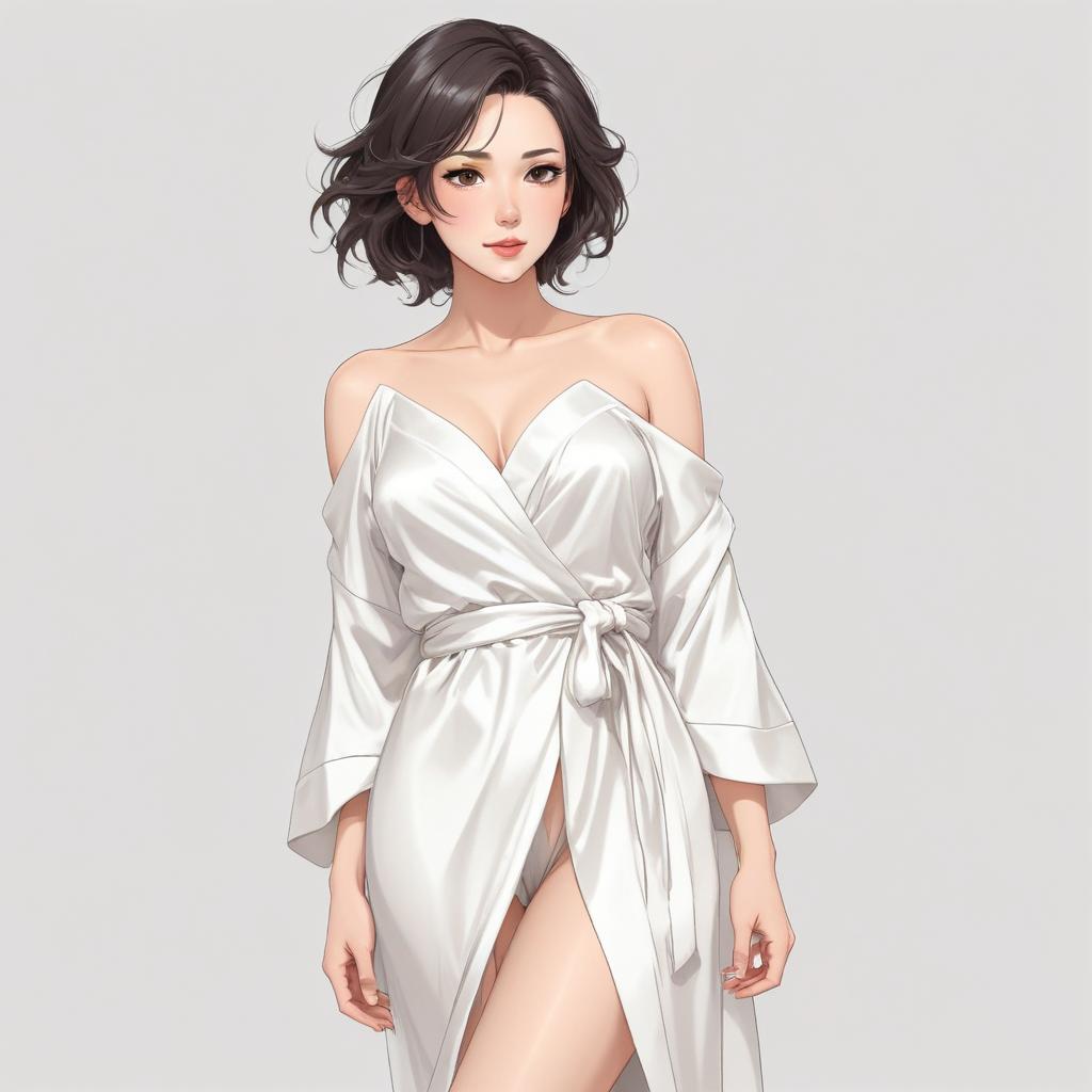 Elegant woman in a white robe Elegant woman in a white robe