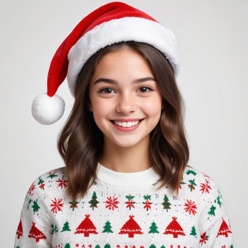 Smiling girl in holiday sweater Smiling girl in holiday sweater