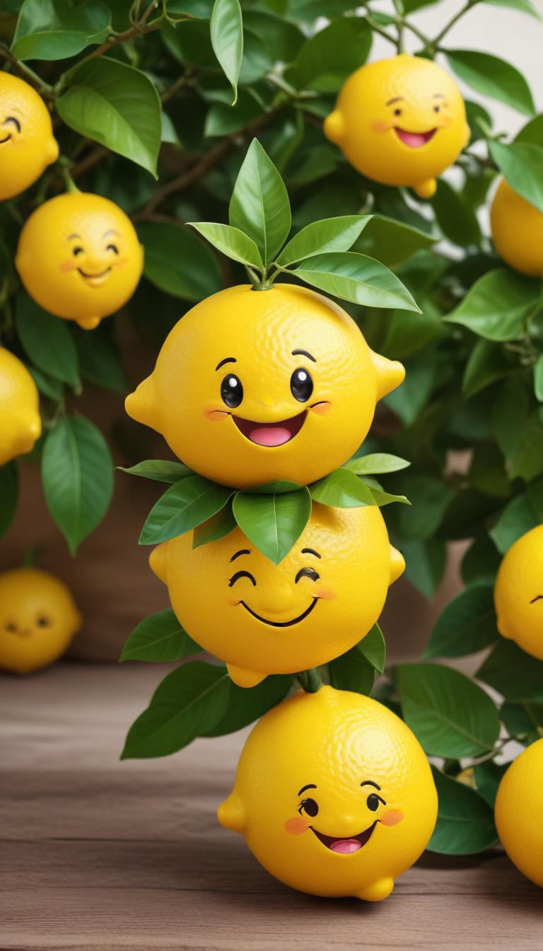 Happy lemons with smiling faces Happy lemons with smiling faces