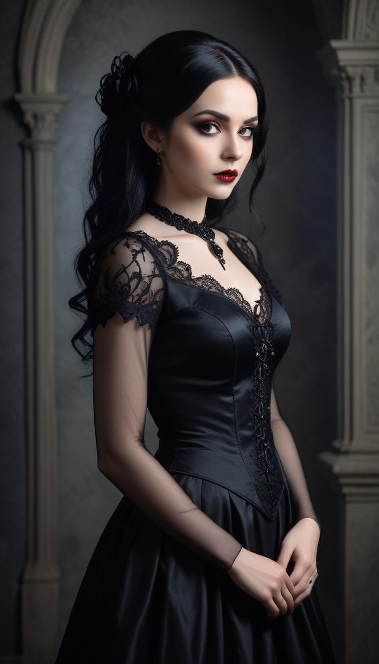 Elegant woman in dark attire Elegant woman in dark attire