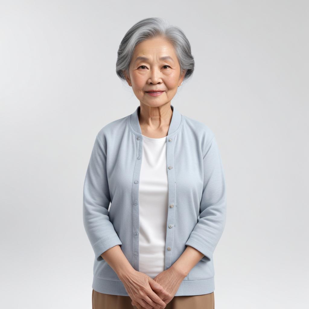 Smiling elderly woman in light clothing Smiling elderly woman in light clothing