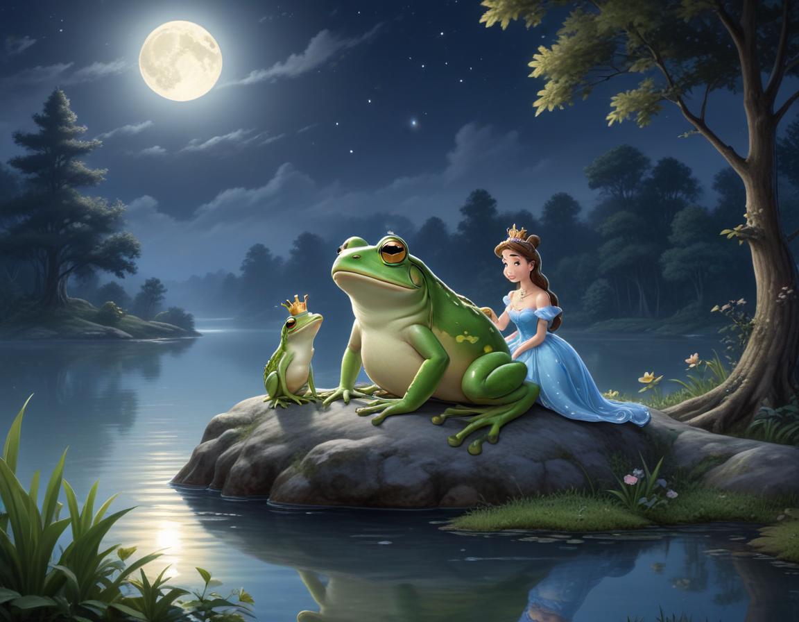 Princess and frogs at night Princess and frogs at night