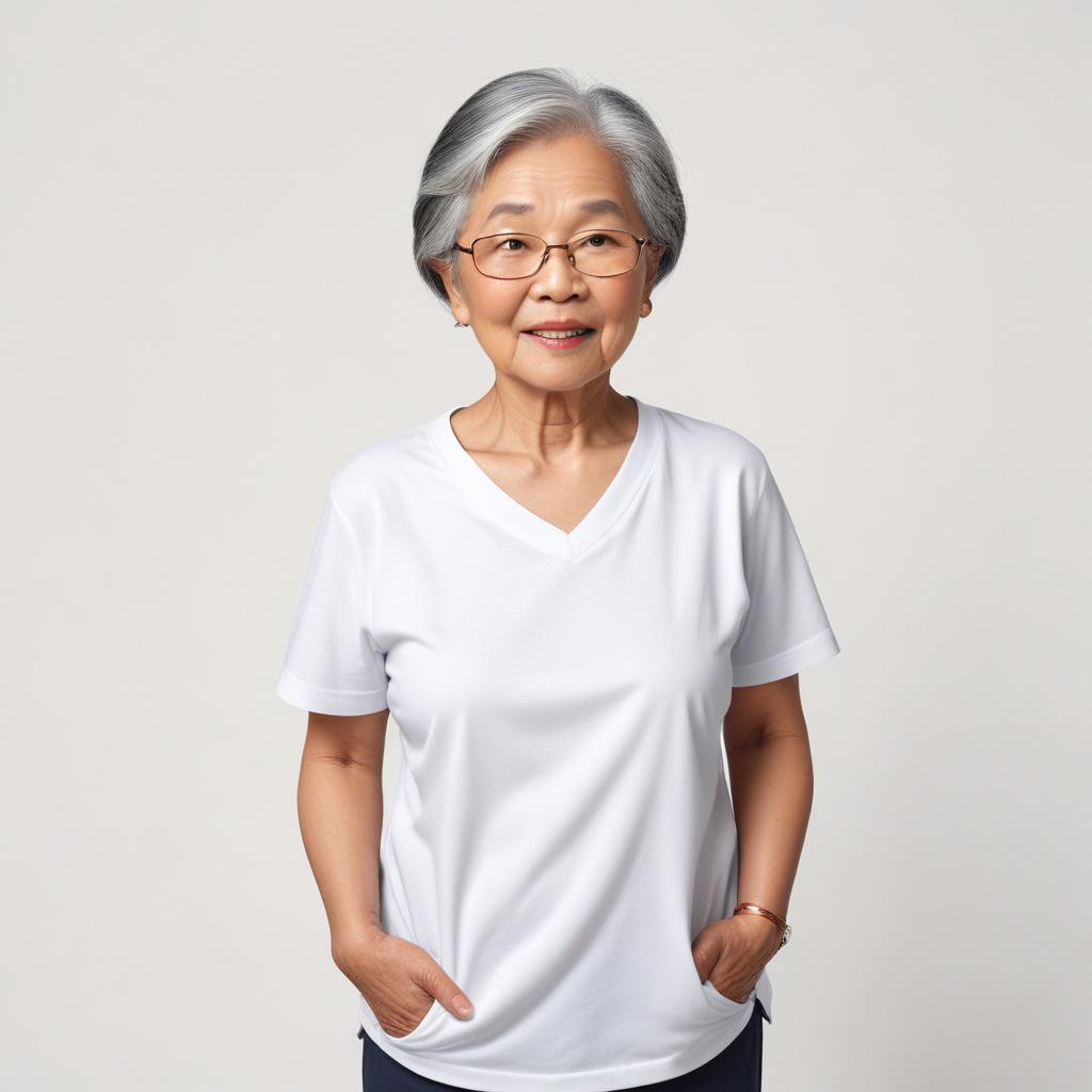 Smiling elderly woman in casual attire Smiling elderly woman in casual attire