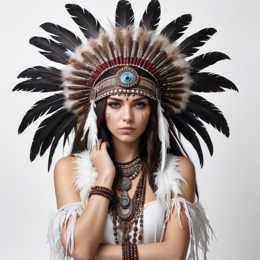 Model in striking native headdress Model in striking native headdress
