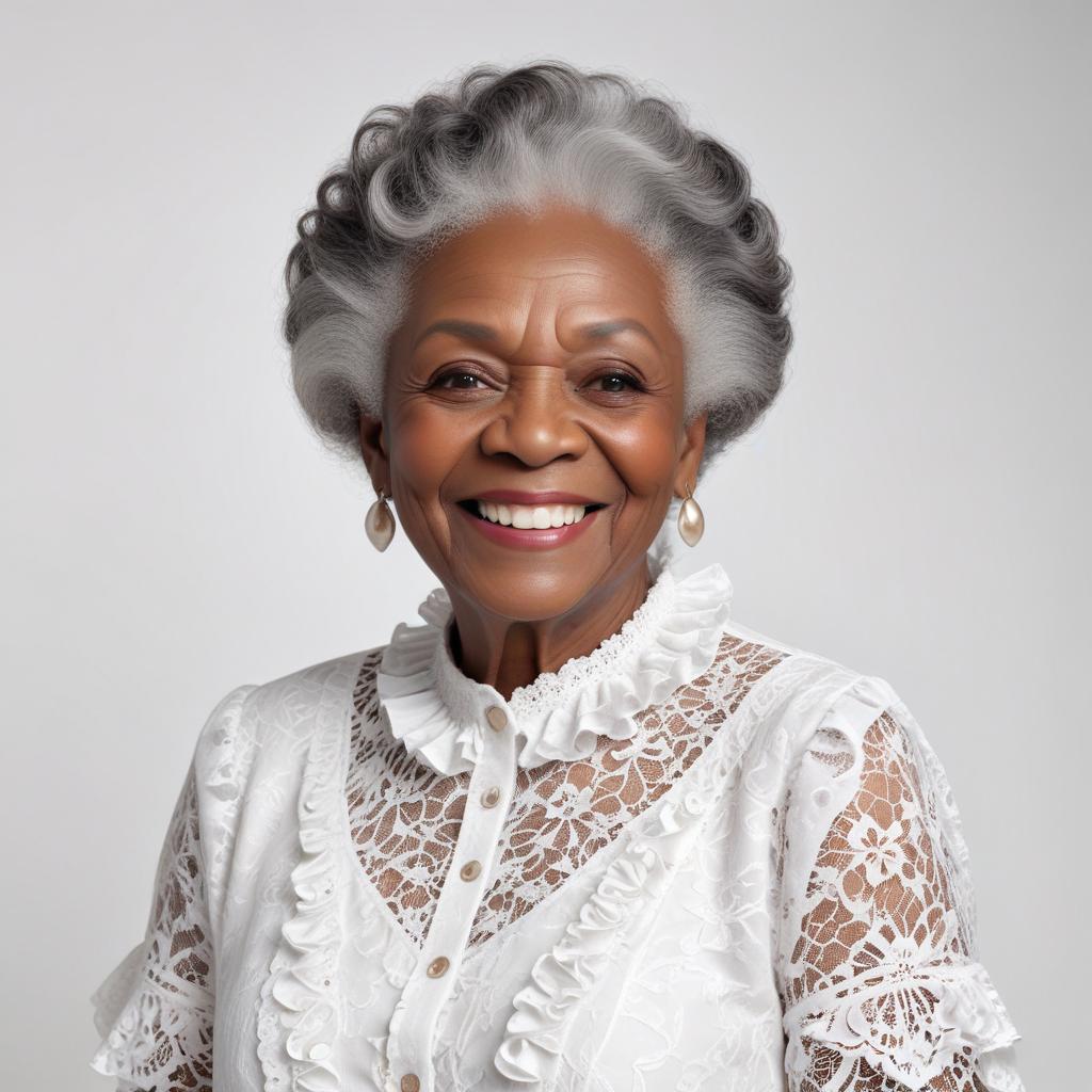 Elderly woman in elegant white attire Elderly woman in elegant white attire
