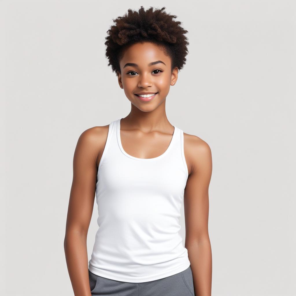 Young girl smiles in casual outfit Young girl smiles in casual outfit