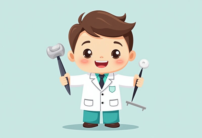 Young doctor with tools in cartoon style Young doctor with tools in cartoon style