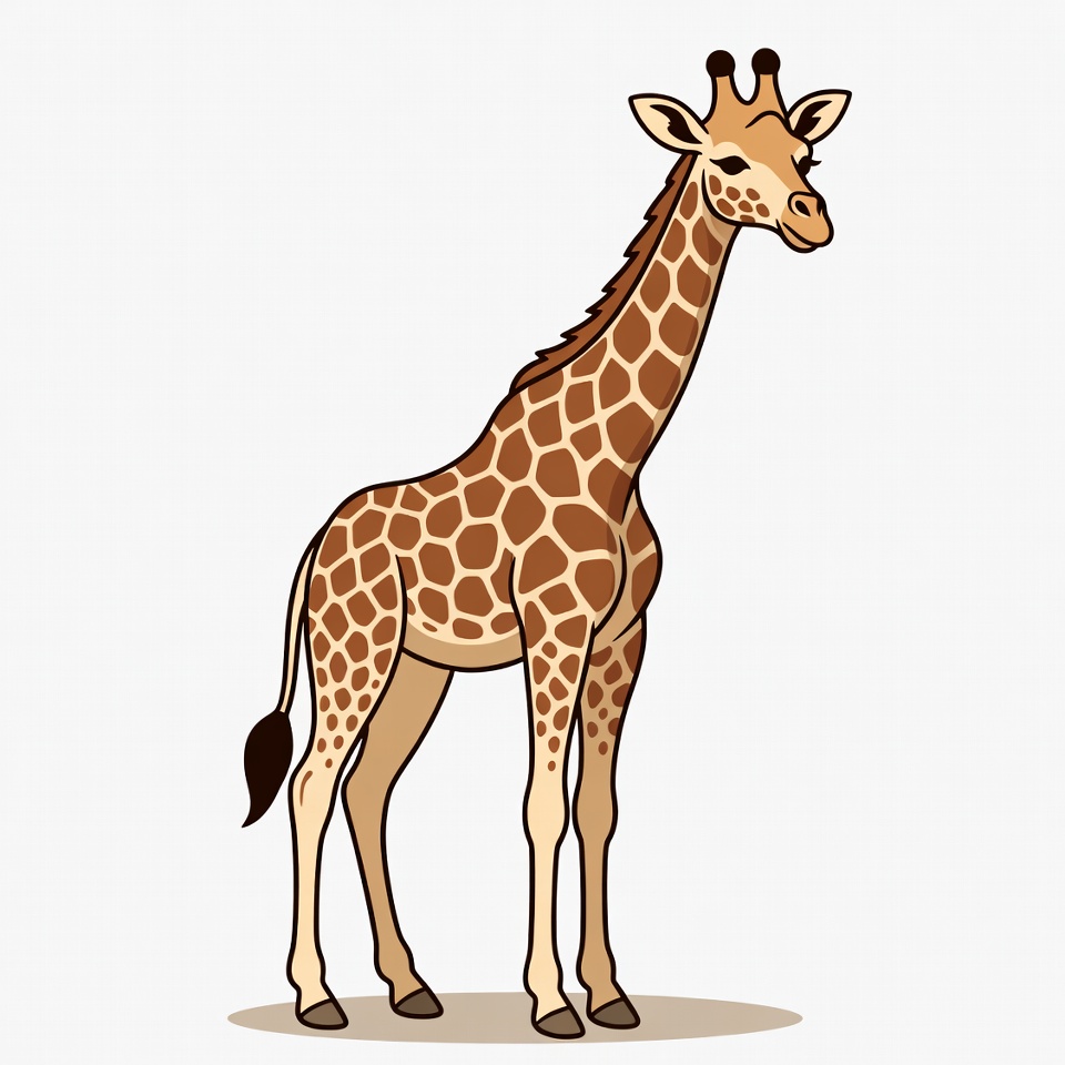 Giraffe standing tall in simple illustration Giraffe standing tall in simple illustration
