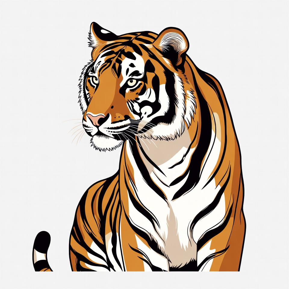 Detailed illustration of a majestic tiger Detailed illustration of a majestic tiger