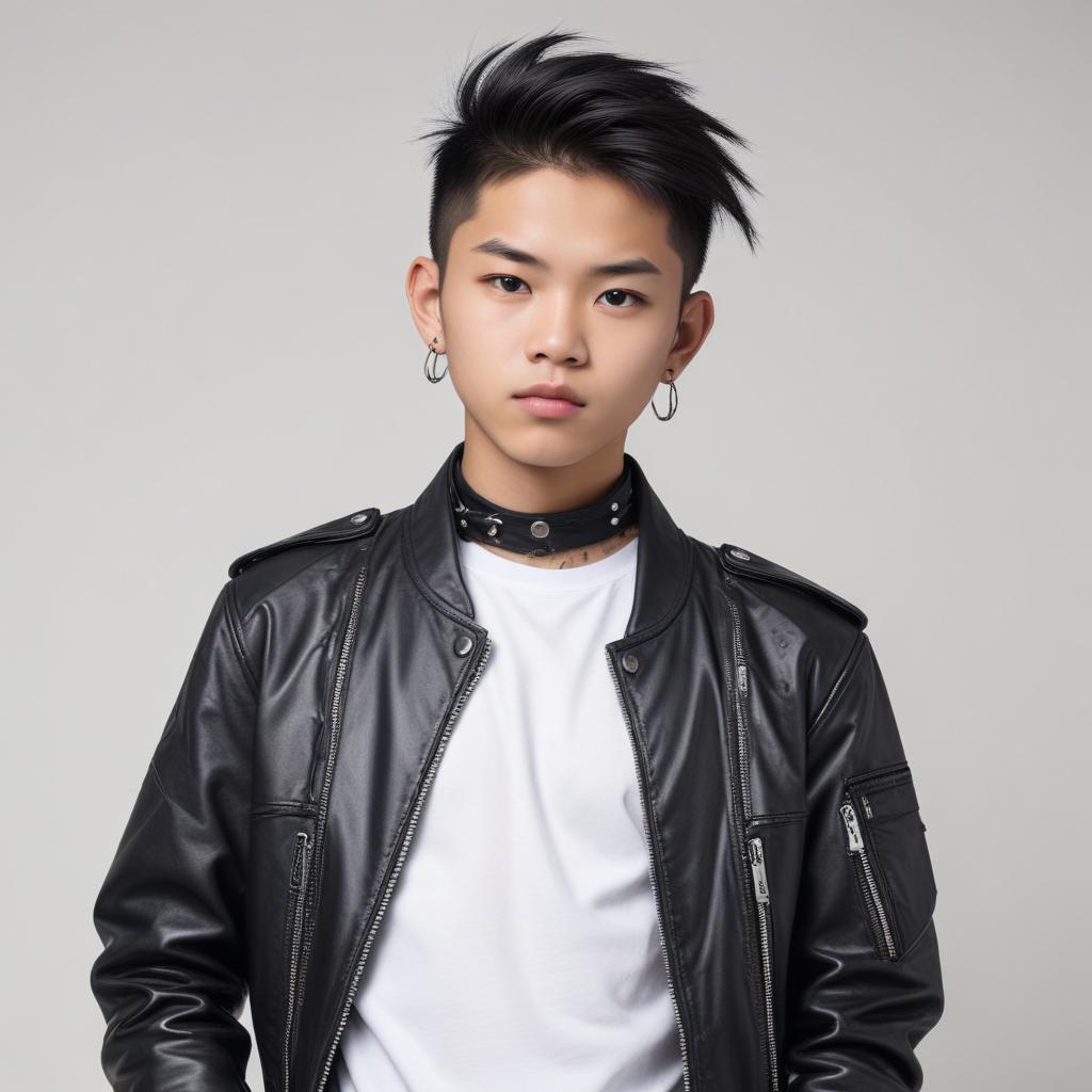 Stylish youth in black leather outfit Stylish youth in black leather outfit