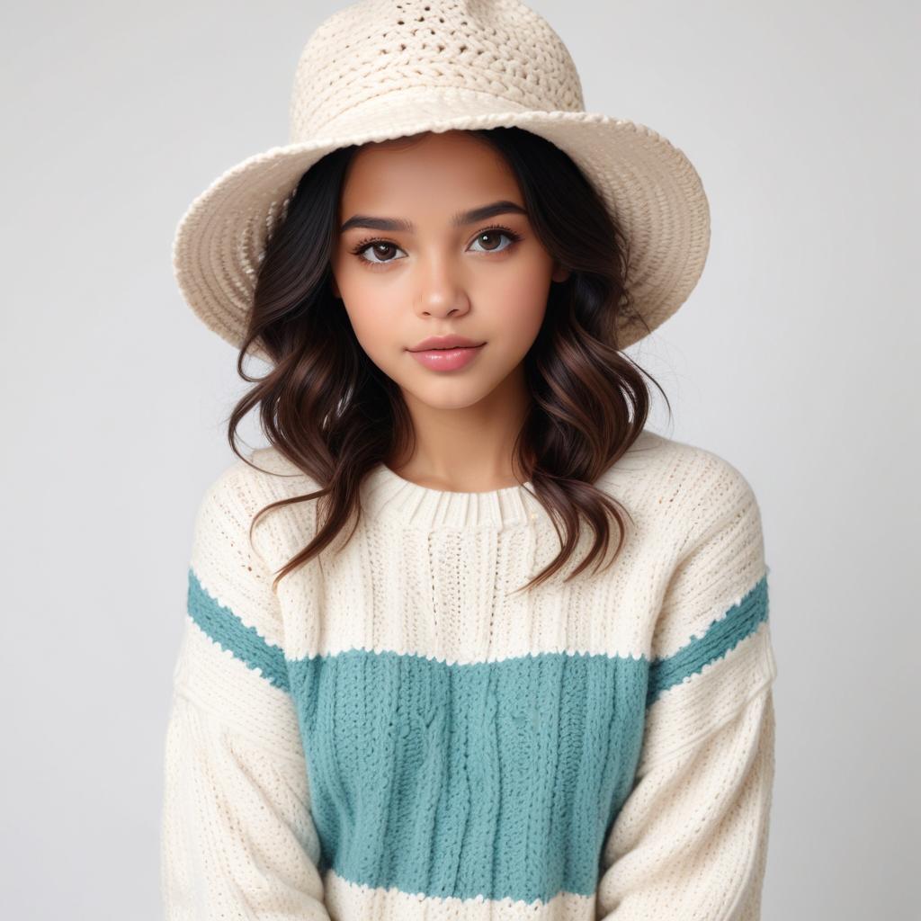 Warm sweater and hat portrait Warm sweater and hat portrait