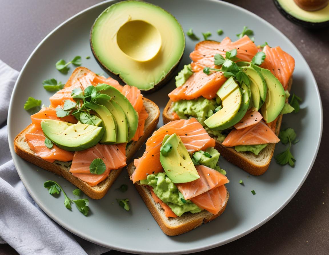 Healthy avocado toast with salmon Healthy avocado toast with salmon