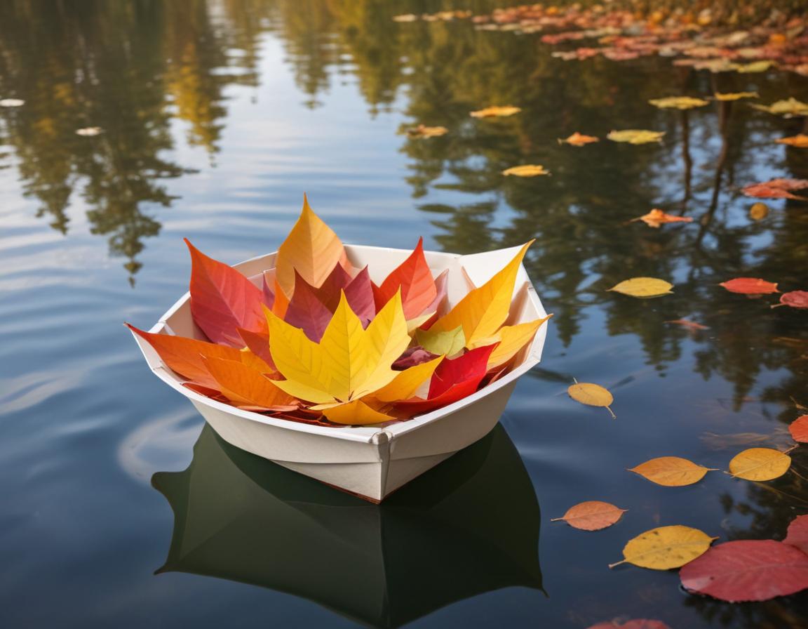 Autumn leaves float on water Autumn leaves float on water